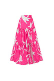 Traje de baño fucsia con dos piezas y escote en V con cubierta