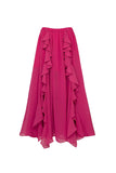 Traje de baño fucsia de dos piezas con flores 3D de dos piezas y vestido de playa