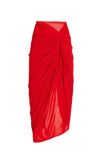 Traje de baño rojo sin tirantes de dos piezas con tapa