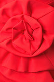 Traje de baño rojo sin tirantes de dos piezas con tapa