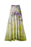Bañador floral verde de dos piezas, escote en V con volantes y vestido de playa