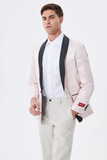 Blazer de hombre con solapa chal rosa claro