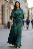 Vestido de sirena burdeos con arrugas de la madre de la novia y manga