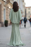 Vestido de Madre de la Novia de Satén Verde Salvia con manga media