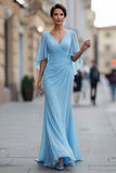Vestido de sirena de mija, verde oscuro con escote en V y escote en V, con manga