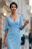 Vestido de sirena de mija, verde oscuro con escote en V y escote en V, con manga