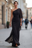 Vestido de sirena de un hombro de un hombro con manga de la sirena de la novia verde salvia