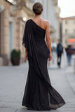 Vestido de sirena de un hombro de un hombro con manga de la sirena de la novia verde salvia