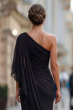 Vestido de sirena de un hombro de un hombro con manga de la sirena de la novia verde salvia