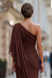 Vestido de sirena de un hombro de un hombro con manga de la sirena de la novia verde salvia