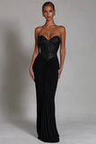 Vestido largo de sirena negra