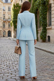 Trajes de trabajo femeninos azul cielo con solapa de dos piezas y un botón