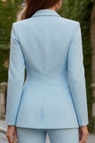 Trajes de trabajo femeninos azul cielo con solapa de dos piezas y un botón