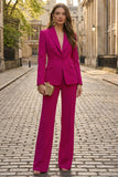 Trajes de negocios de mujer Fuchsia Peak Slim Fit de dos piezas con solapa