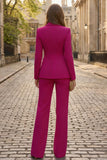 Trajes de negocios de mujer Fuchsia Peak Slim Fit de dos piezas con solapa