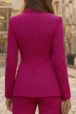Trajes de negocios de mujer Fuchsia Peak Slim Fit de dos piezas con solapa
