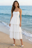 Vestido midi blanco de nudo de tul marfil