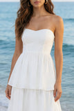 Vestido midi blanco de nudo de tul marfil