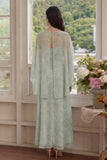 Vestido Midi de 2 piezas de gasa estampado de salvia polvorienta