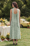 Vestido Midi de tirantes finos de gasa con estampado de salvia polvorienta