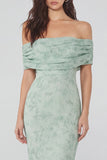 Vestido midi de gasa con estampado de salvia polvorienta