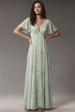 Vestido Midi Sage Sage de escote en V con escote en V y manga corta