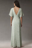 Vestido Midi Sage Sage de escote en V con escote en V y manga corta