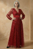 Vestido de Madre de la novia A-Line Bordeos