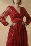Vestido de Madre de la novia A-Line Bordeos