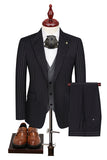 Trajes de baile de graduación de 3 piezas azules One Button Peak Lapel