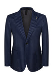 Trajes de baile de graduación de 3 piezas azules One Button Peak Lapel