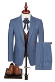 Trajes de baile de graduación de 3 piezas azules One Button Peak Lapel