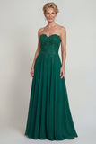 Sweetheart Línea A Verde oscuro Vestido largo de Madre de la Novia con Apliques