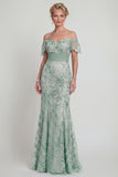 Vestido de Sirena Verde de Lentejuelas Verde Madre de la Novia con bordados