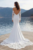 Vestido de novia Sweep Sirena Marfil con mangas