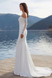 Vestido de novia Sweep Sirena Marfil con mangas