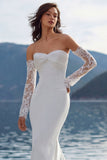 Vestido de novia Sweep Sirena Marfil con mangas