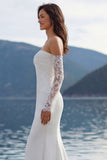 Vestido de novia Sweep Sirena Marfil con mangas