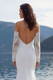 Vestido de novia Sweep Sirena Marfil con mangas