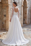 Vestido de novia bohemio de manga larga de manga larga con abertura