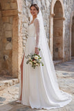 Vestido de novia bohemio de manga larga de manga larga con abertura
