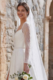 Vestido de novia bohemio de manga larga de manga larga con abertura