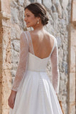 Vestido de novia bohemio de manga larga de manga larga con abertura