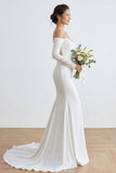 Vestido largo de novia de sirena marfil con apliques