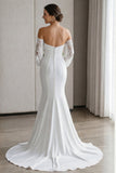 Vestido de novia de encaje largo aplicado con marifil de Sirena