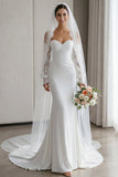 Vestido de novia de encaje largo aplicado con marifil de Sirena