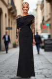 Satén de encaje negro Vestido de madre de la novia