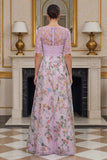 Vestido de Madre de la Novia de la línea Lila A floral de manga media con bordado