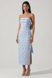 Vestido Midi Sin tirantes Jacquard azul Bowknot Blue con abertura