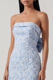 Vestido Midi Sin tirantes Jacquard azul Bowknot Blue con abertura